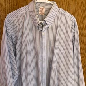 Mens brooks brothers dress shirt striped light blue